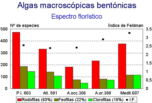 Gr&aacute;fica de espectro flor&iacute;stico de algas